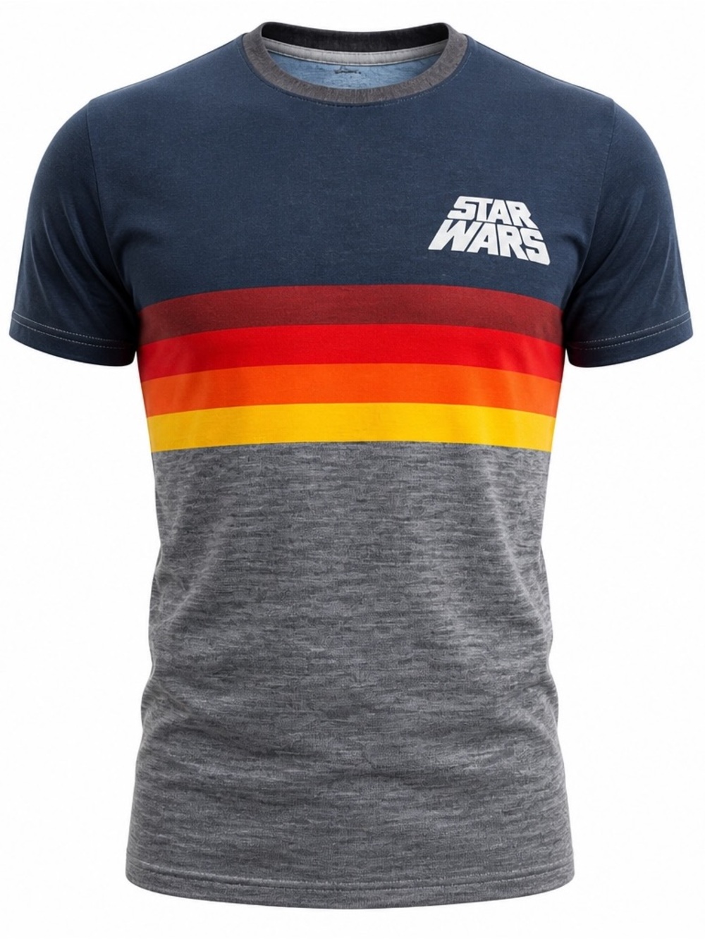 Star Wars Navy, Gray & Red Retro Stripe Short Sleeve Tee